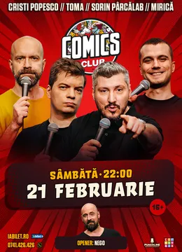 Stand-up cu Cristi Popesco, Toma, Sorin Pârcălab și Mirică la ComicsClub!