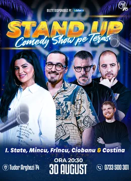 Stand Up Comedy cu Ioana State, Mincu, Frîncu, Andrei Ciobanu - Tudor Costina la Terasa TNB