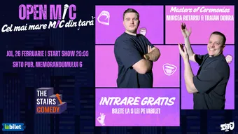 Cluj-Napoca: The Stairs Comedy: Open Mic | Stand-up Comedy Show | MCs Traian Dobra și Mircea Rotariu