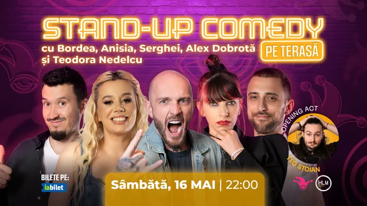 The Fool Terasa: Stand-up comedy cu  Bordea, Anisia, Serghei, Alex Dobrotă și Teodora Nedelcu