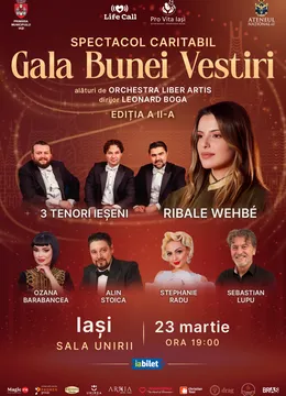 Iași: Ribale Wehbe & 3 Tenori Ieșeni la Gala Bunei Vestiri, spectacol caritabil