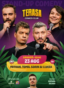 Stand-up Comedy cu Sorin, Toma, Ioana Luiza și Mitran pe Terasa ComicsClub!