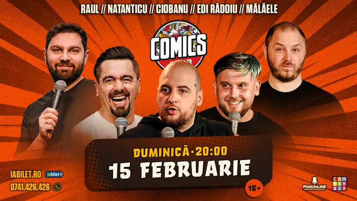 Stand-up cu Natanticu, Andrei Ciobanu, Raul Gheba, Bogdan Mălăele și Edi Rădoiu la ComicsClub!