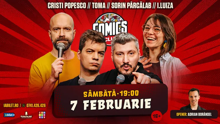 Stand-up cu Cristi Popesco, Toma, Sorin Pârcălab și Ioana Luiza la ComicsClub!