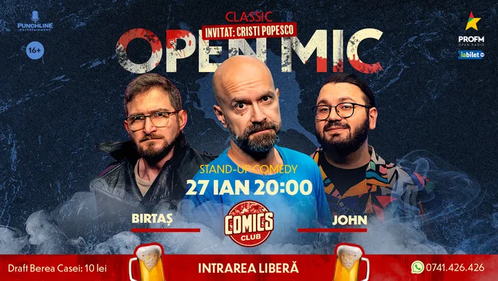 Stand-up Comedy OpenMic la ComicsClub - invitat Cristi Popesco!