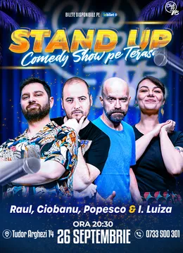 Stand Up Comedy cu Raul Gheba, Andrei Ciobanu, Cristi Popesco & Ioana Luiza la Terasa TNB