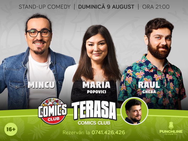 Stand-up cu Maria, Mincu și Raul pe terasă la ComicsClub!