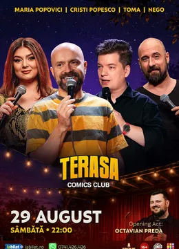 Stand-up cu Cristi Popesco, Toma, Maria Popovici și Nego pe Terasa ComicsClub!