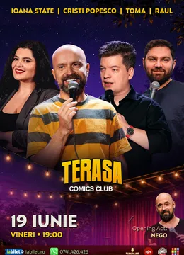 Stand-up cu Cristi Popesco, Toma, Ioana State și Raul pe Terasa ComicsClub!
