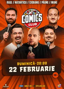 Stand-up cu Natanticu, Andrei Ciobanu, Raul Gheba, Mane Voicu și Păune la ComicsClub!