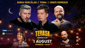 Stand-up cu Cristi Popesco, Toma, Sorin Pârcălab și Ioana Luiza pe Terasa ComicsClub!