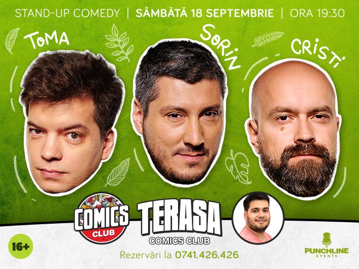 Stand-up cu Cristi, Toma și Sorin pe Terasa ComicsClub! Show 1
