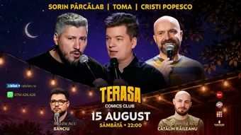 Stand-up cu Cristi Popesco, Toma, Sorin Pârcălab și Banciu pe Terasa ComicsClub!