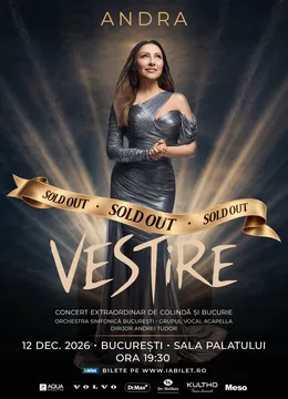 SOLD OUT INSTANT! București: Andra - “VESTIRE” • 12 dec. (Concert Extraordinar de Crăciun)