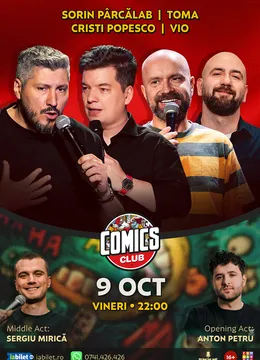 Stand-up cu Cristi Popesco, Toma, Sorin Pârcălab, Vio și Mirică la ComicsClub!