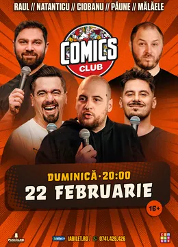 Stand-up cu Natanticu, Andrei Ciobanu, Raul Gheba, Bogdan Mălăele și Păune la ComicsClub!
