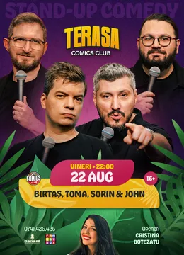 Stand-up Comedy cu Sorin, Toma, Birtaș și John pe Terasa ComicsClub!
