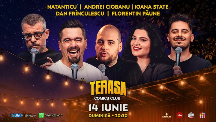 Stand-up cu Natanticu, Ciobanu, Frînculescu, Ioana State și Păune pe Terasa ComicsClub!