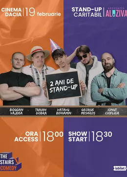 Cluj-Napoca: The Stairs Comedy - Stand-up Comedy Caritabil cu Beni Vatavu, George Mesaroș, Traian Dobra, Ionuț Cioflica și Bogdan Vâjdea