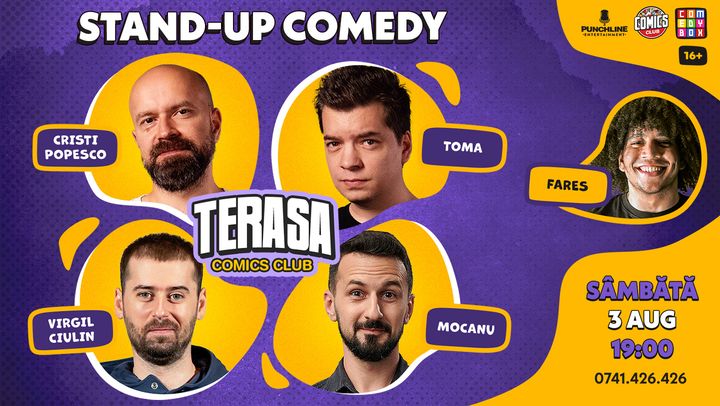 Stand-up cu Toma, Cristi, Virgil și Mocanu pe Terasa ComicsClub!