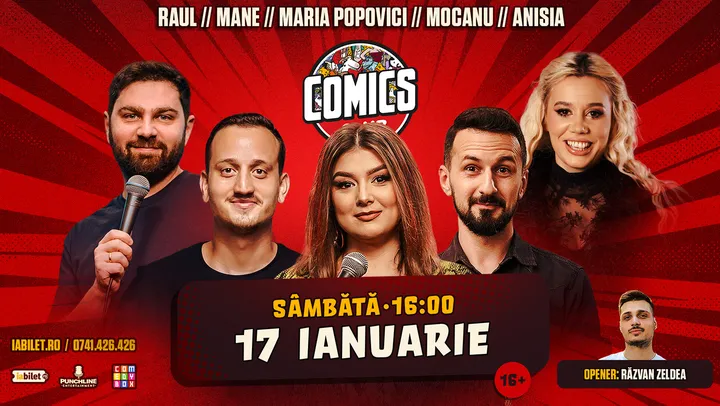 Stand-up cu Maria Popovici, Anisia, Mane Voicu, Raul și Alex Mocanu la ComicsClub!