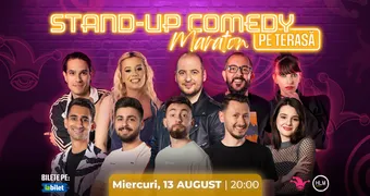 The Fool: Stand-up Comedy Maraton pe terasă cu: Ciobanu, Gherghe, Anisia, Cîrje, Teodora Nedelcu, Popinciuc, Florin Gheorghe, Claudiu Popa, Edi Vacariu și Mădălina Mihai