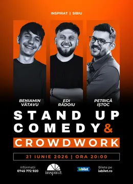 Sibiu: Stand-Up Comedy & Crowdwork cu Edi Rădoiu, Beniamin Vătavu și Petrică Iștoc