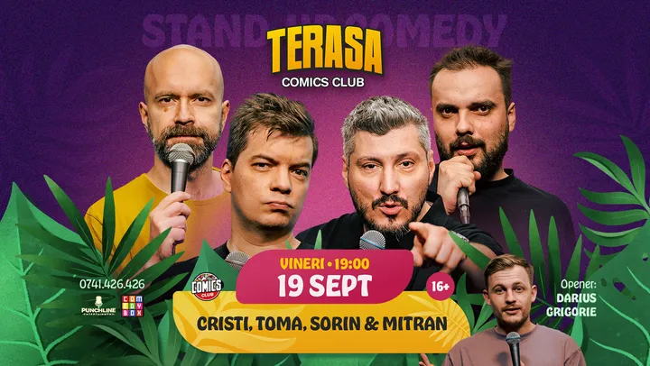 Stand-up Comedy cu Popesco, Toma, Sorin și Mitran pe Terasa ComicsClub!