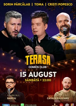 Stand-up cu Cristi Popesco, Toma, Sorin Pârcălab și Banciu pe Terasa ComicsClub!