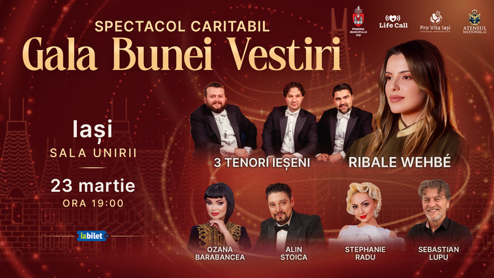 Iași: Ribale Wehbe & 3 Tenori Ieșeni la Gala Bunei Vestiri, spectacol caritabil