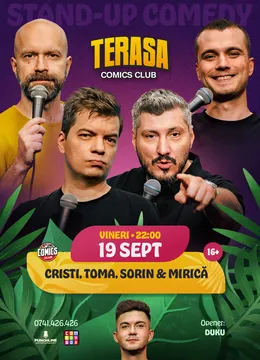 Stand-up Comedy cu Popesco, Toma, Sorin și Mirică pe Terasa ComicsClub!