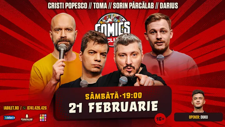 Stand-up cu Cristi Popesco, Toma, Sorin Pârcălab și Darius la ComicsClub!