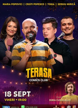 Stand-up cu Cristi Popesco, Toma, Maria Popovici și Mirică pe Terasa ComicsClub!