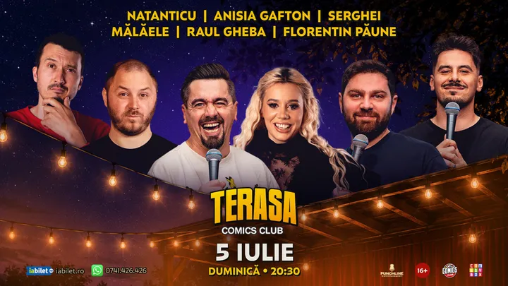 Stand-up cu Natanticu, Raul, Mălăele, Anisia, Serghei și Păune pe Terasa ComicsClub!