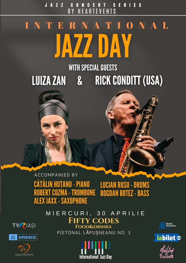 Iasi: Heartevents Jazz Concert Series: International Jazz Day feat. Luiza Zan & Rick Conditt (USA)