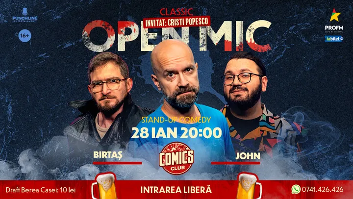 Stand-up Comedy OpenMic la ComicsClub - invitat Cristi Popesco!