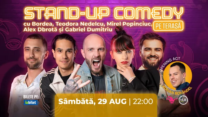 The Fool Terasa: Stand-up comedy cu Bordea, Teodora Nedelcu, Alex Dobrotă, Mirel Popinciuc și Gabriel Dumitriu
