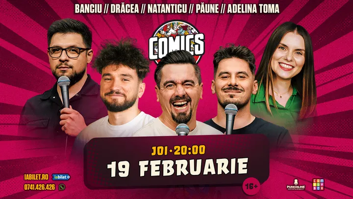 Stand-up cu Natanticu, Drăcea, Banciu, Adelina Toma și Edi Rădoiu la ComicsClub!