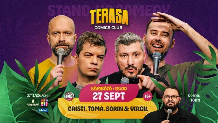 Stand-up Comedy cu Cristi Popesco, Toma, Sorin și Virgil pe Terasa ComicsClub!