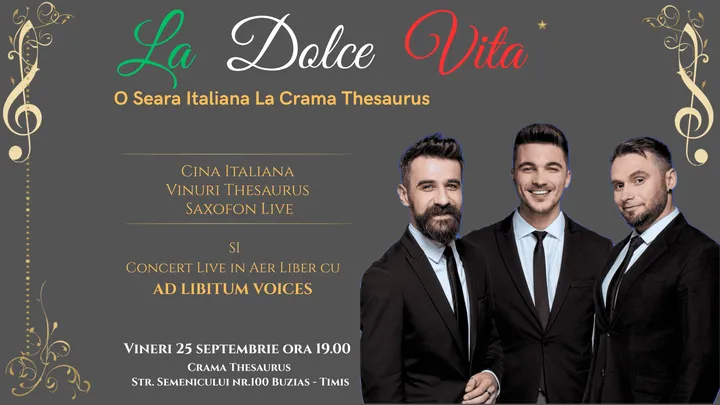 Buzias: La Dolce Vita - O Seara Italiana la Crama Thesaurus