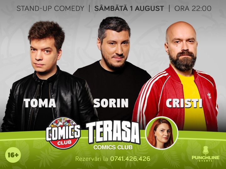 Stand-up cu Cristi, Toma și Sorin pe terasă la Comicsclub! Show 2