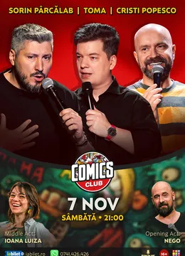 Stand-up cu Cristi Popesco, Toma, Sorin Pârcălab și Ioana Luiza la ComicsClub!