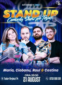 Stand Up Comedy cu Maria Popovici, Andrei Ciobanu, Raul Gheba & Tudor Costina la Terasa TNB