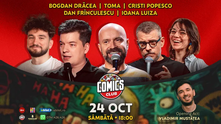 Stand-up cu Cristi Popesco, Toma, Drăcea, Dan Frînculescu și Virgil la ComicsClub!