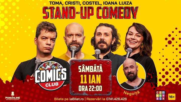 Stand-up cu Cristi, Toma, Costel și Ioana Luiza la ComicsClub!