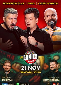 Stand-up cu Cristi Popesco, Toma, Sorin Pârcălab și Dan Birtaș la ComicsClub!