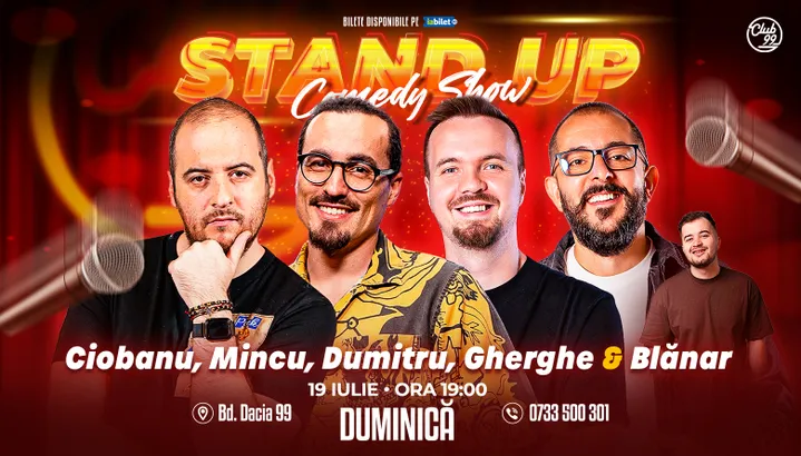 Stand-up Comedy cu Andrei Ciobanu, Mincu, George Dumitru, Gabriel Gherghe - Marian Blănar la Club 99