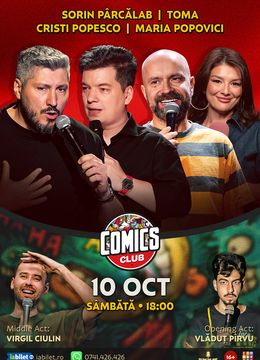 Stand-up cu Cristi Popesco, Toma, Sorin Pârcălab, Maria Popovici și Virgil la ComicsClub!