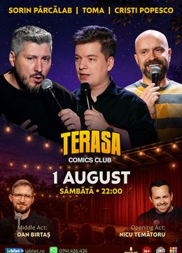 Stand-up cu Cristi Popesco, Toma, Sorin Pârcălab și Dan Birtaș pe Terasa ComicsClub!