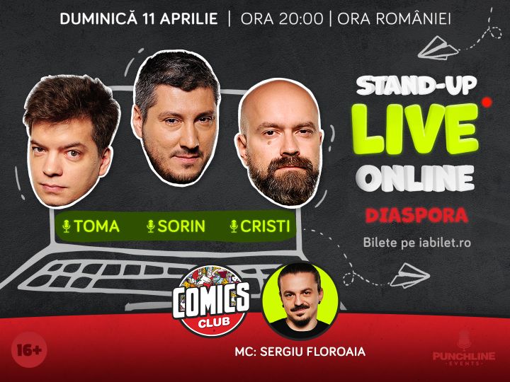 Stand Up Online pentru Diaspora cu Toma, Cristi & Sorin
